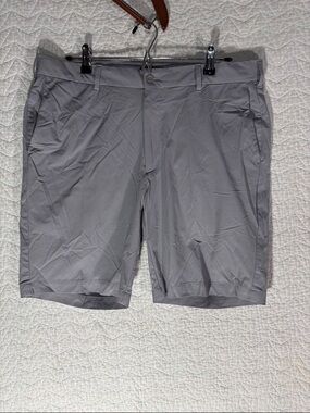 Peter Millar Crown Crafted Light Gray Flat Front Performance Shorts